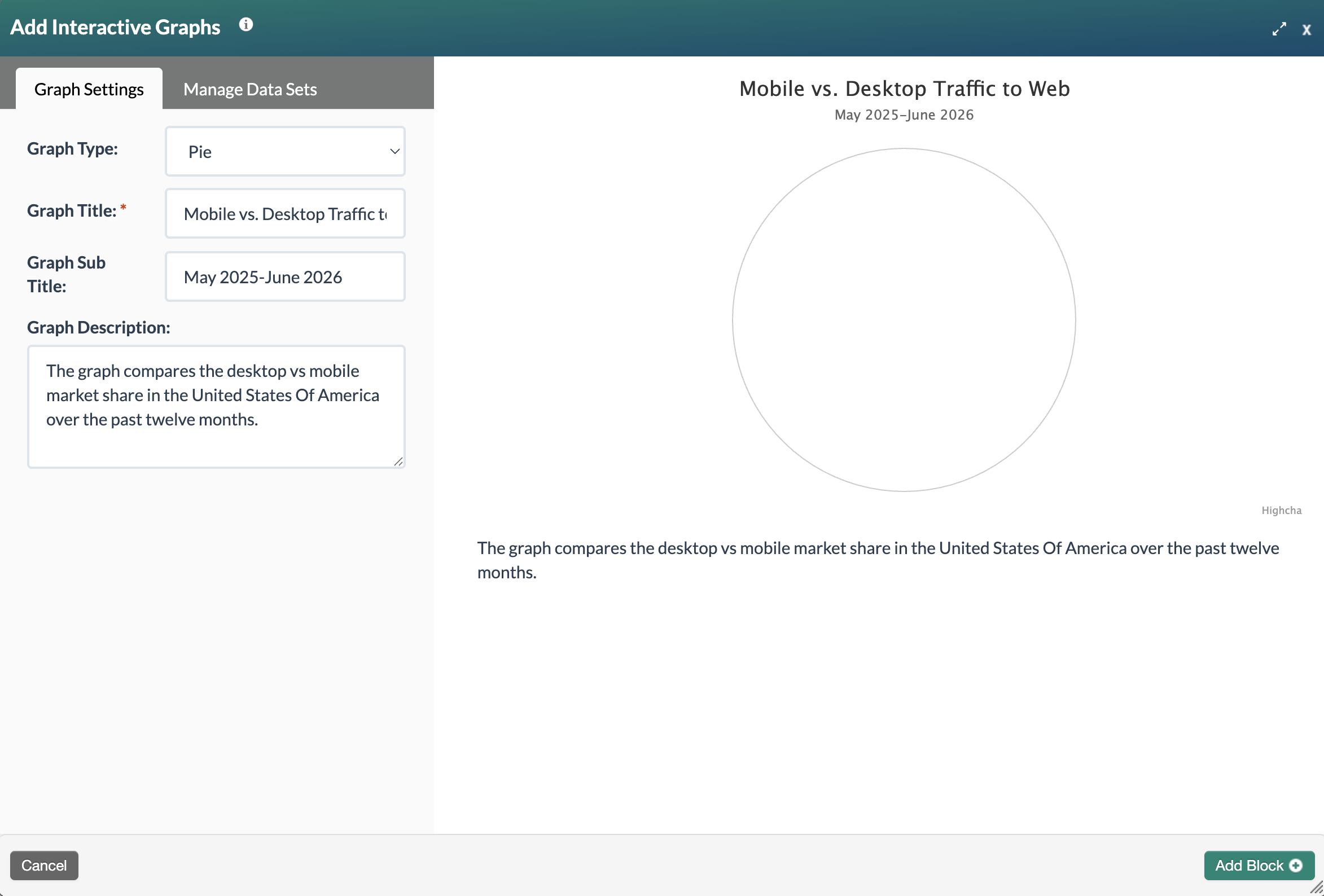 screenshot of the graph settings completed