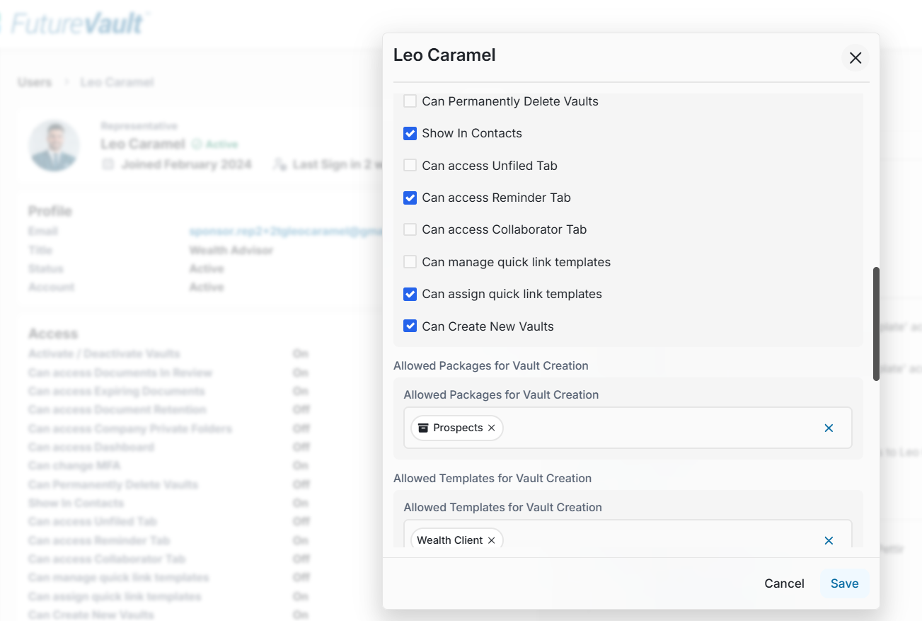 Edit User> Under Access enabled the feature flag