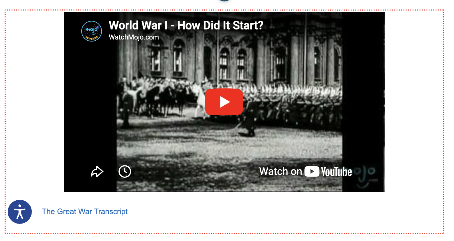 screenshot of the Add Generic video on the page in edit mode using embed code
