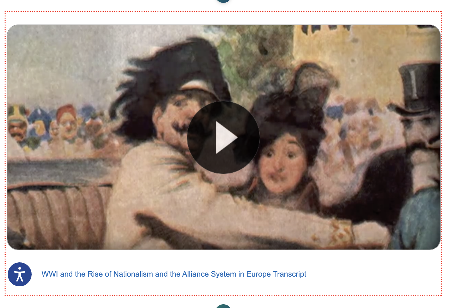 screenshot of the Add Generic video on the page in edit mode using a link