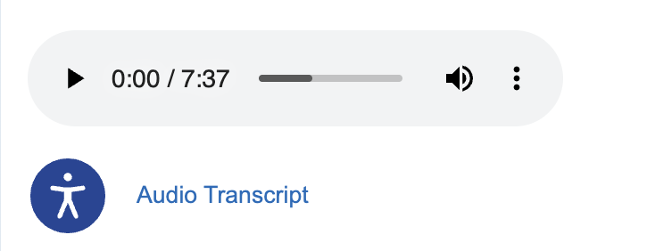 screenshot of a published audio block with an uploaded file