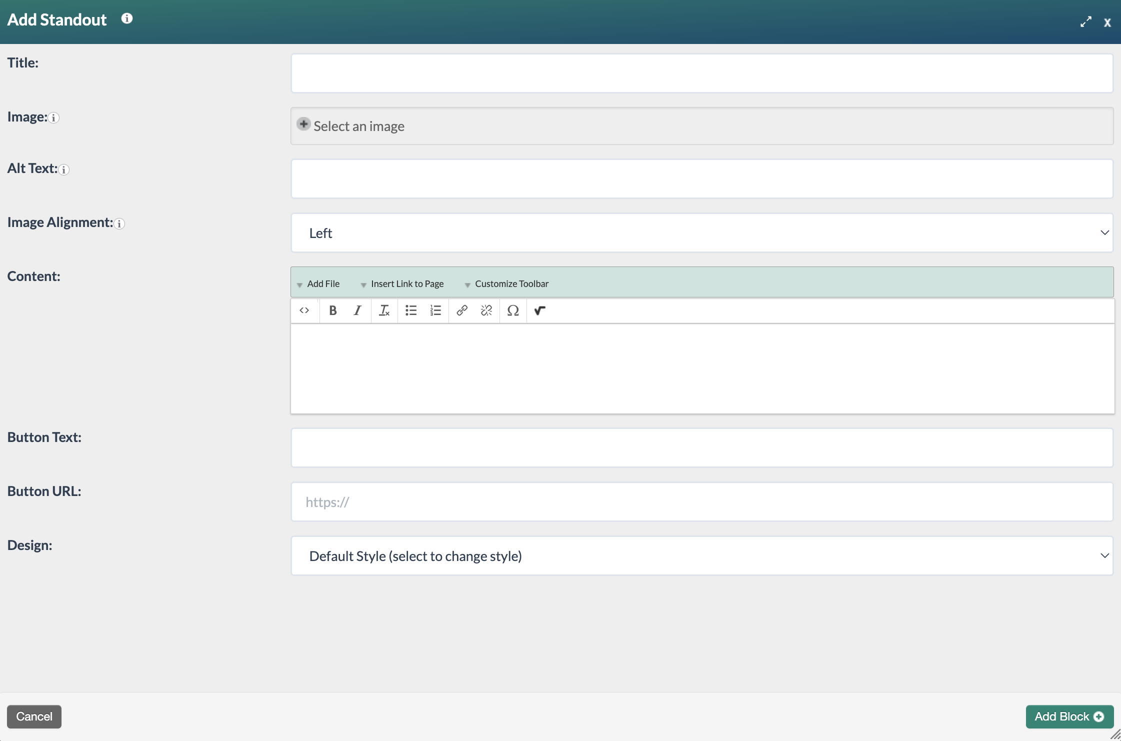 Add Standout blankform