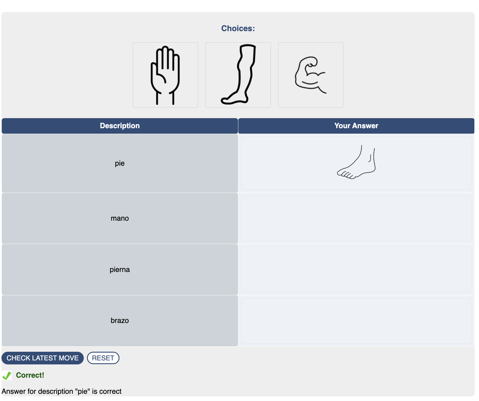 screenshot of learner feedback for an answer that is correct. 