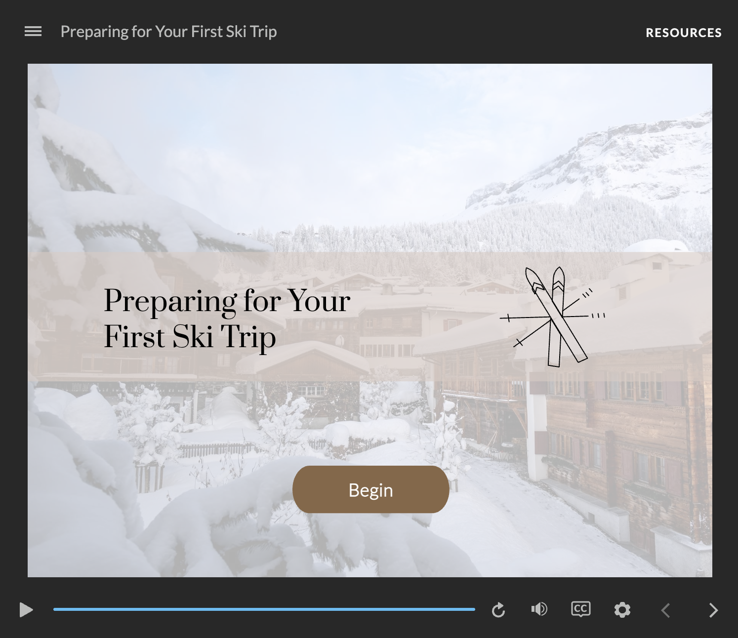 sample published zip embed showing preparing for your first ski trip