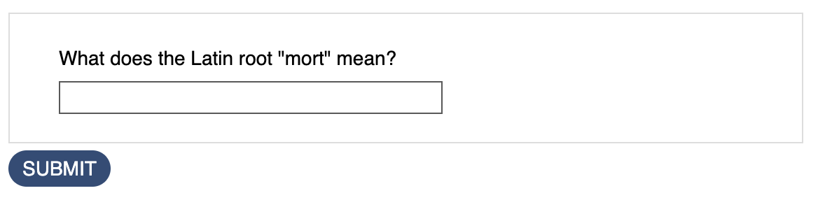 screenshot of a published unanswered quiz question