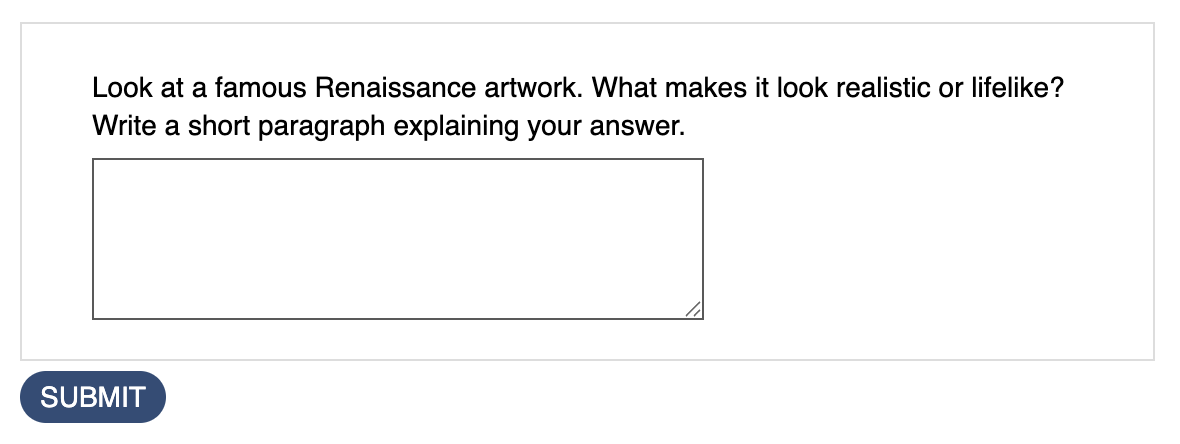 screenshot of a published unanswered quiz question