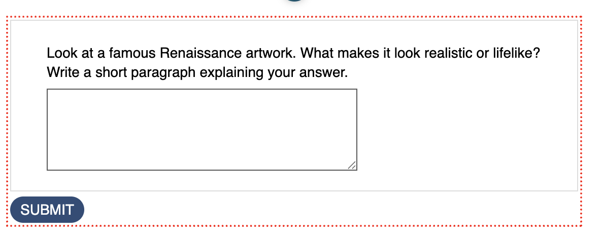 screenshot of the question on the page in edit mode