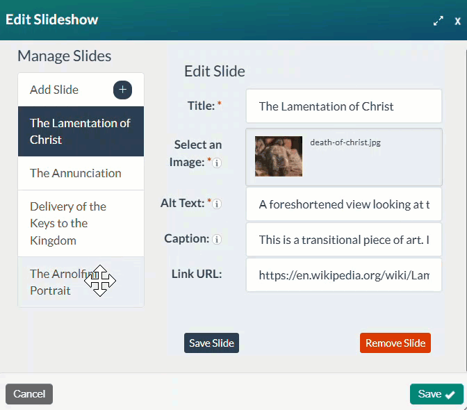 GIF that shows rearranging slides