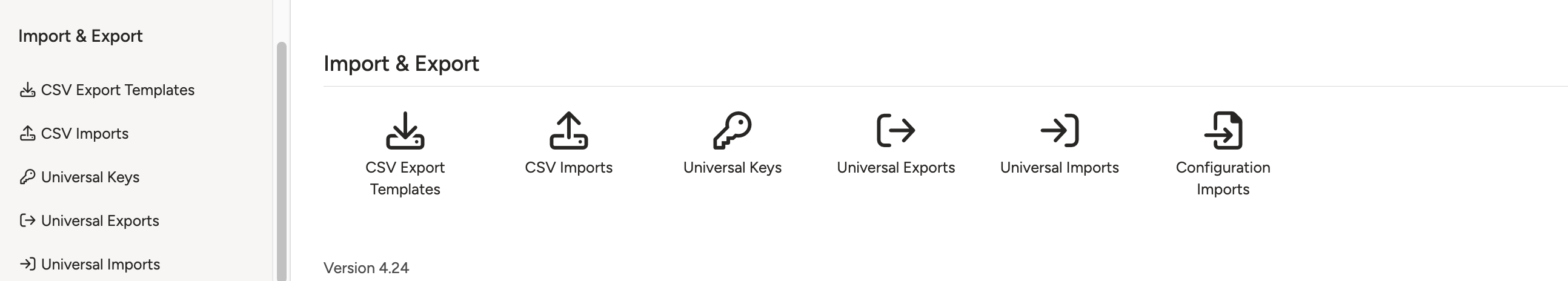 An overview of Universal Imports and Exports transferring data between two Clew instances.