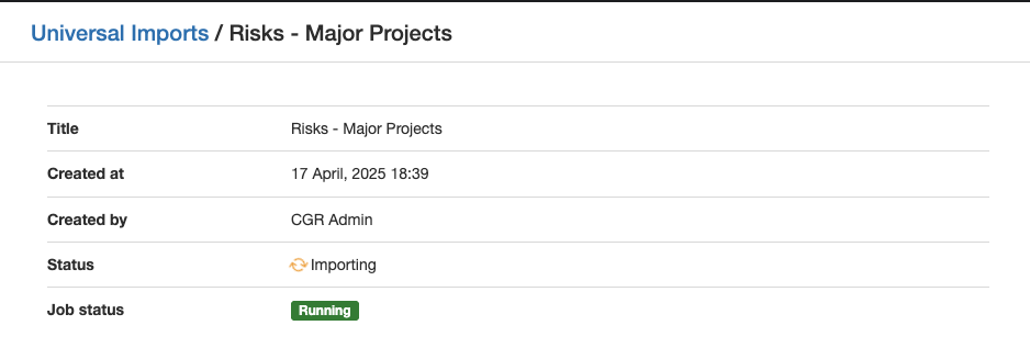 An import in Clew with the status Importing after mappings are confirmed.