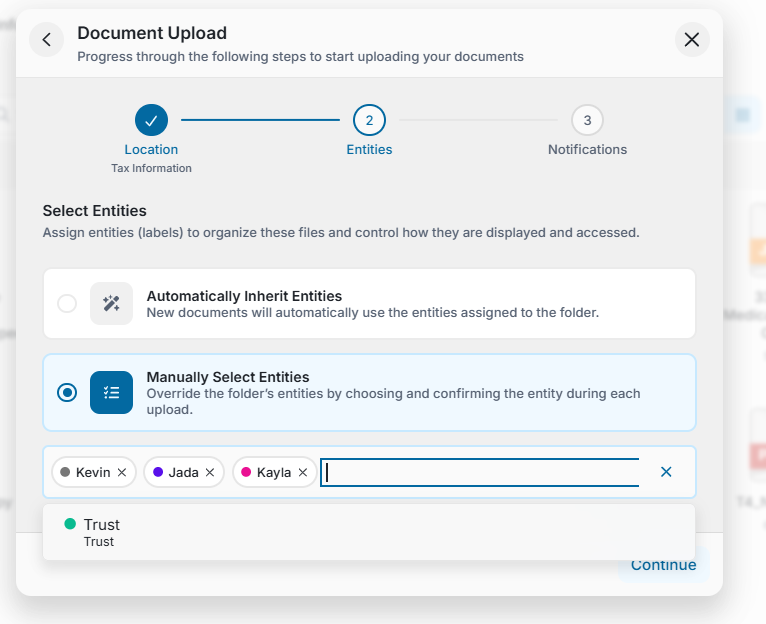 Inline Manual Entity Selection