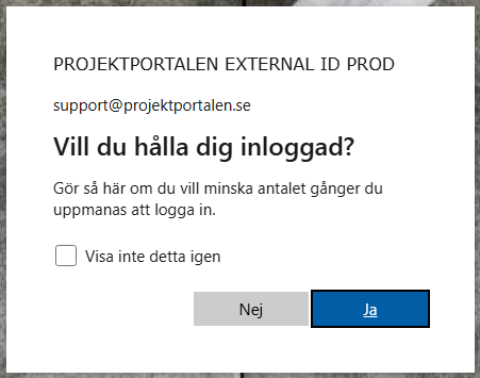 Frågan ”Vill du hålla dig inloggad?”. Frågan ”Vill du hålla dig inloggad?”.