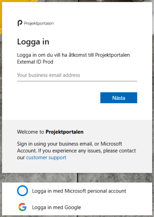 Inloggningssidan – skriv din mailadress och klicka Nästa. Inloggningssidan – skriv din mailadress och klicka Nästa.