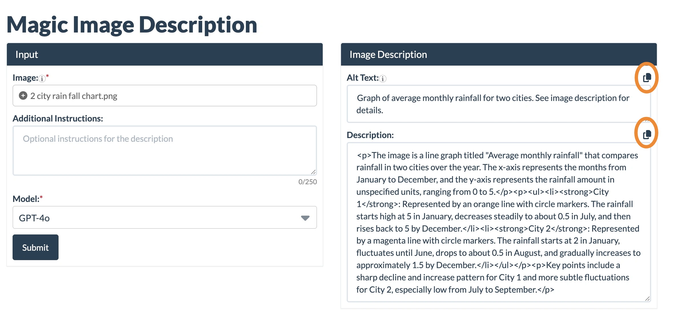 screenshot showing sample alt text and a long description