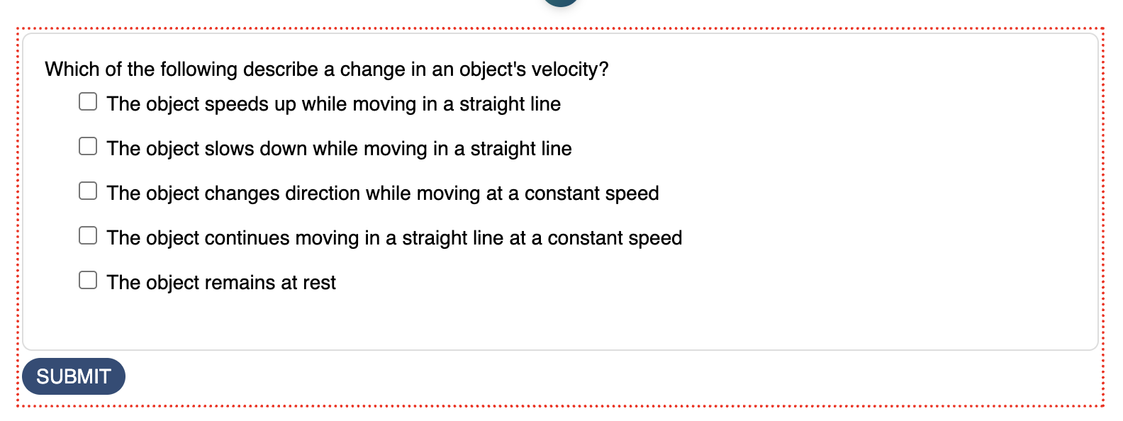screenshot of multiple choice multiple answers in preview mode