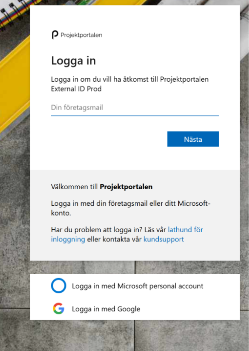 Inloggningssidan – skriv din mailadress och klicka Nästa. Inloggningssidan – skriv din mailadress och klicka Nästa.