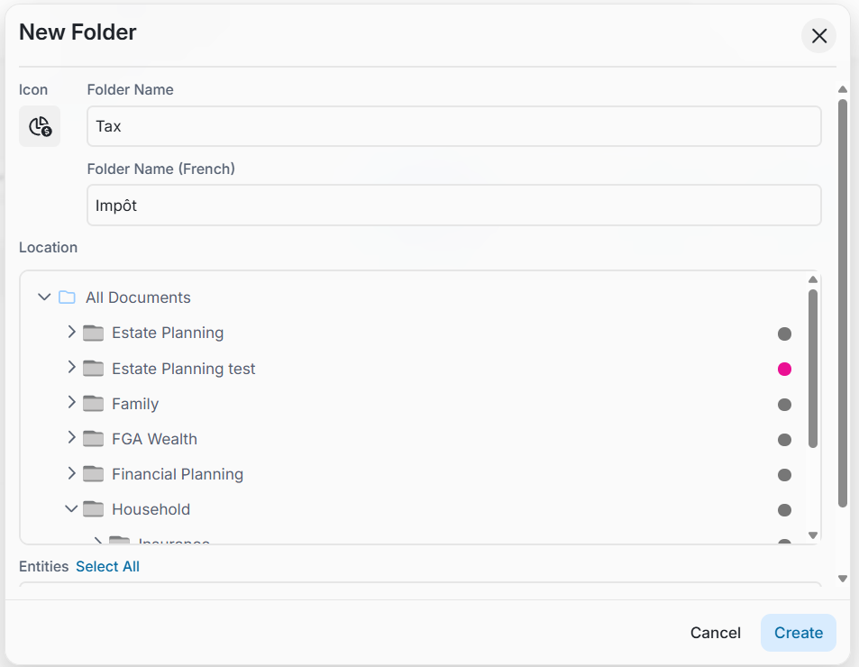 Folder Name in English and French