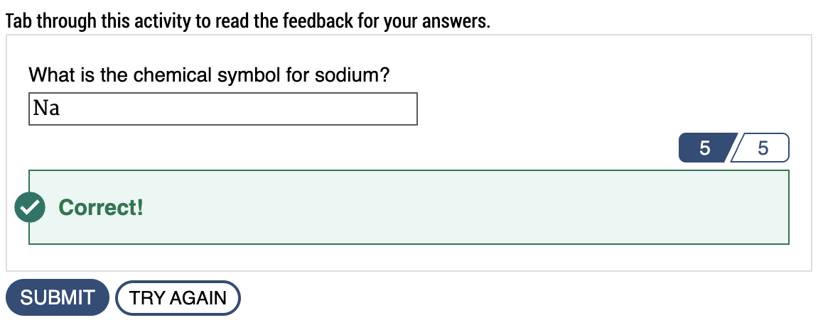 screenshot of correct answer