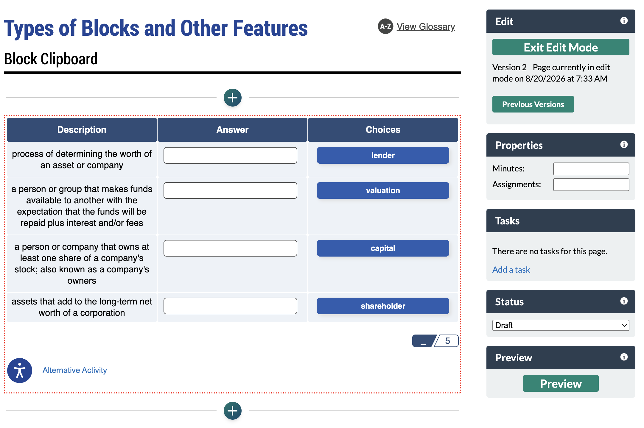 screenshot of a page of content in Edit Mode