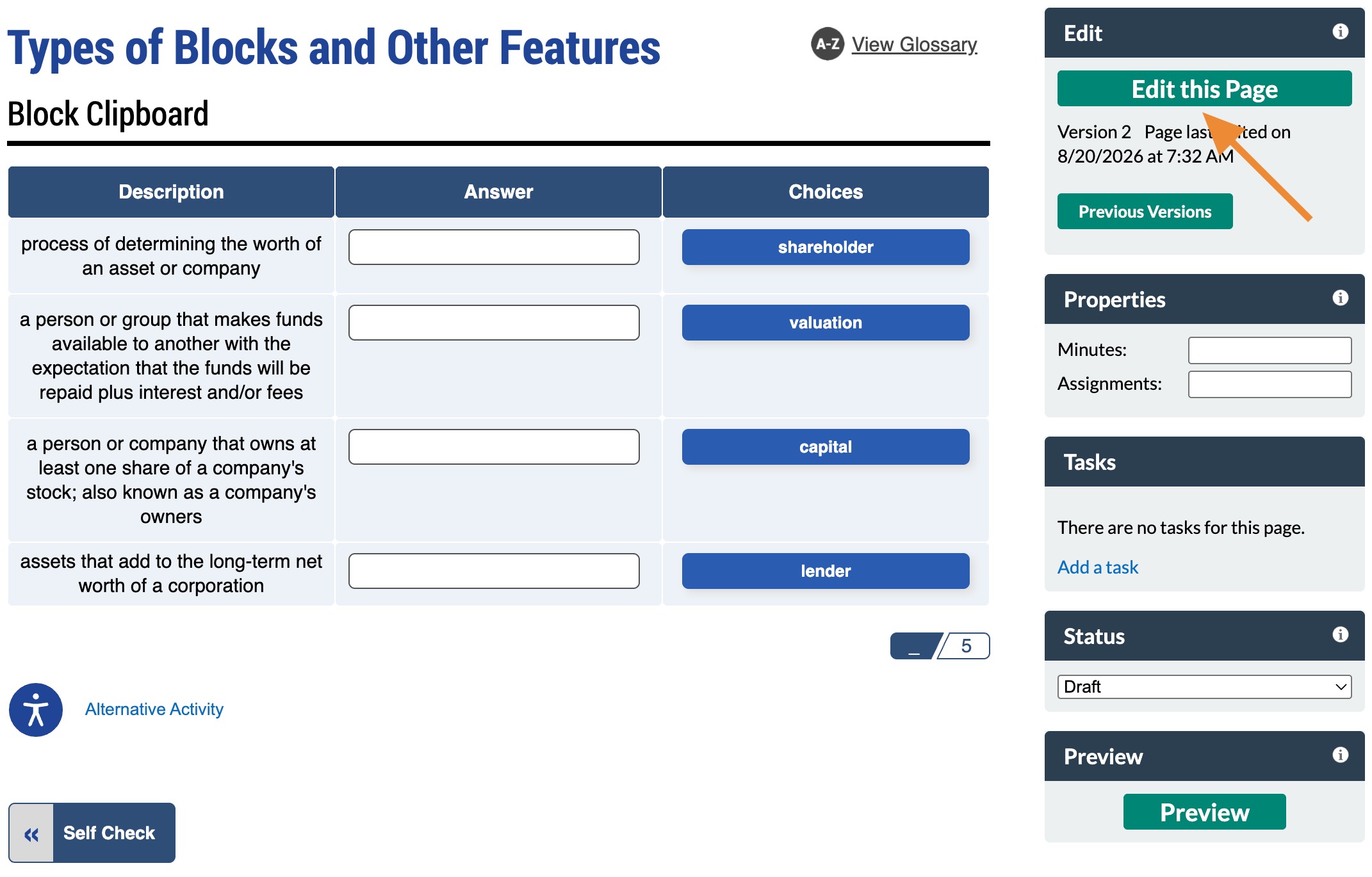 screenshot of a page of content with a block