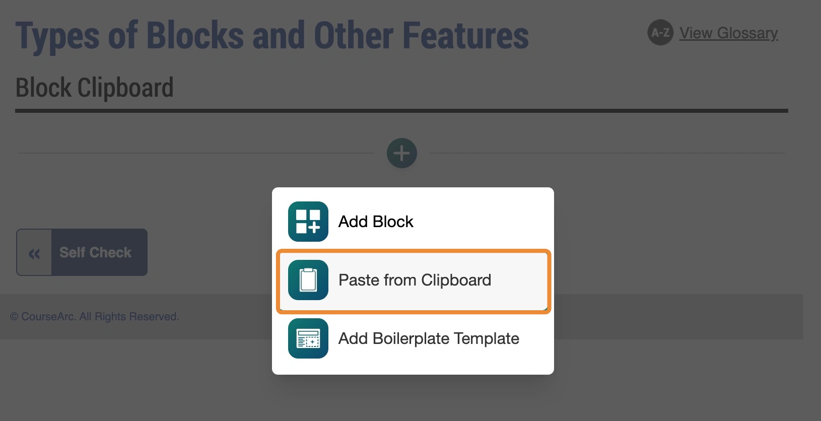 screenshot of pop up showing paste from clipboard selected