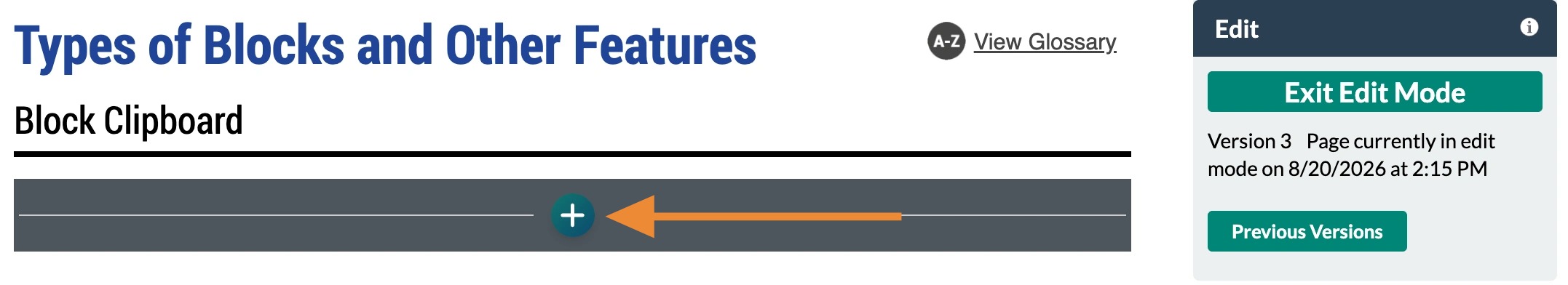screenshot of the plus - add block icon