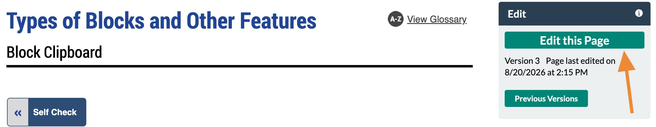 screenshot of a page of content Edit this Page highlighted