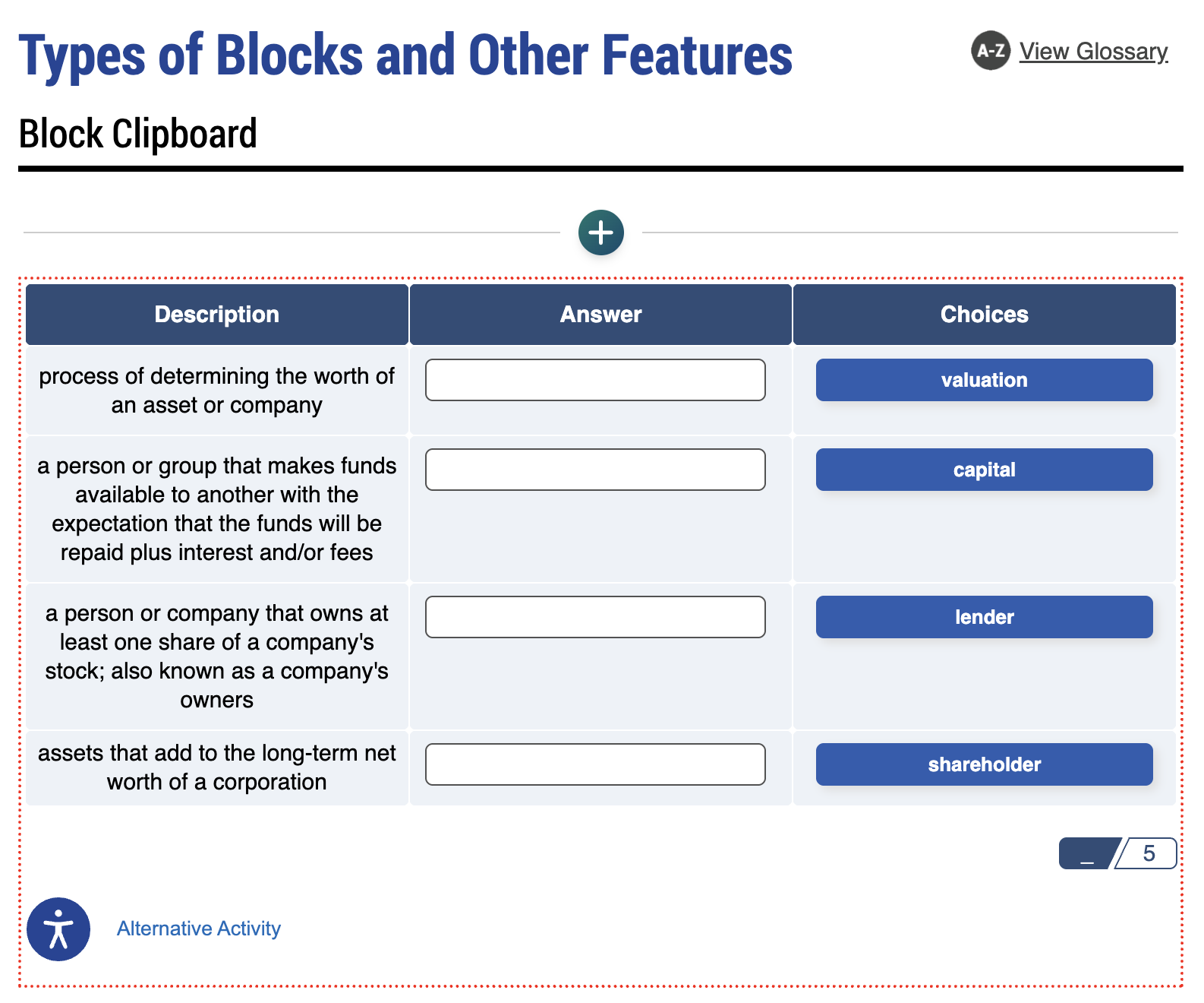 screenshot of the block in edit mode