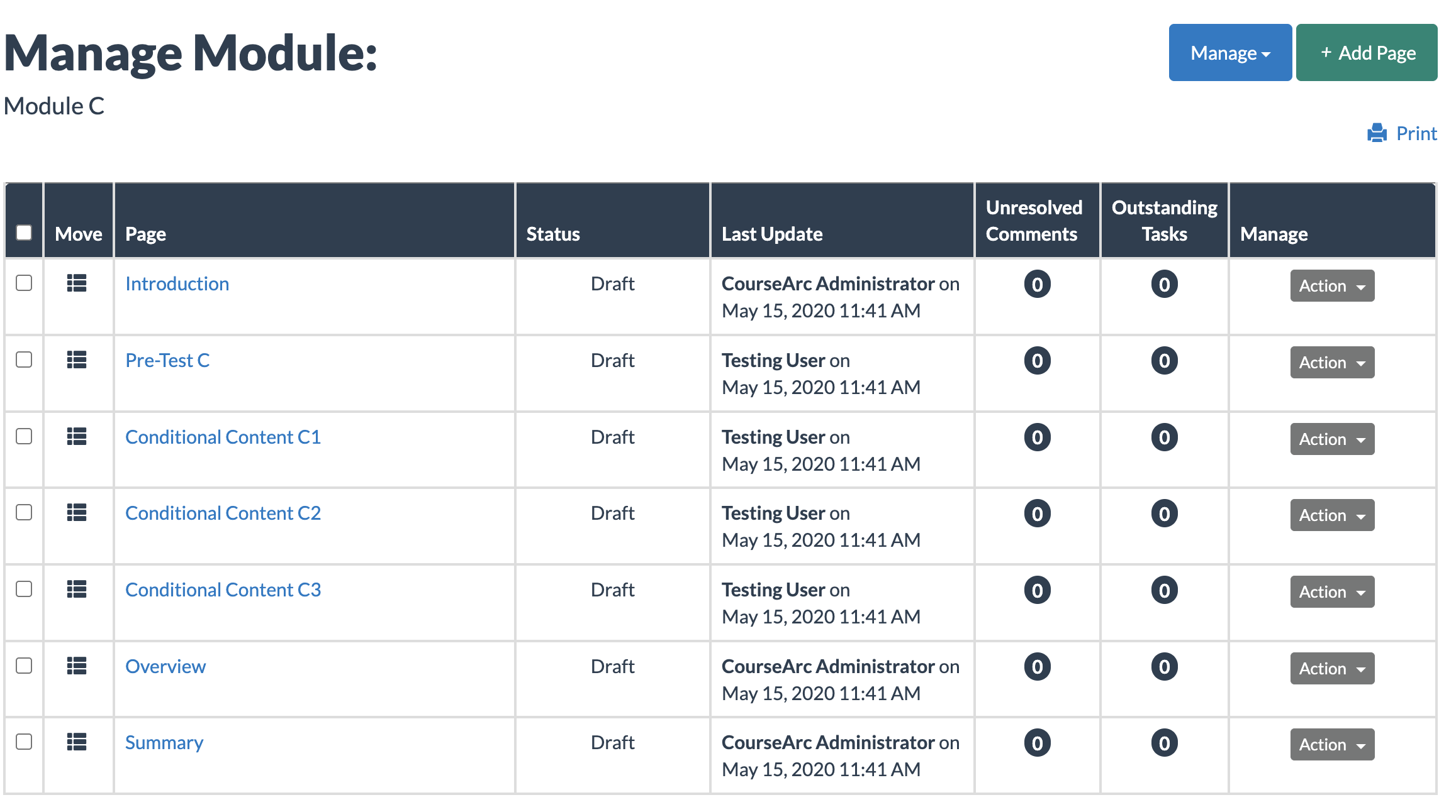 sample module C with content conditional on a quiz