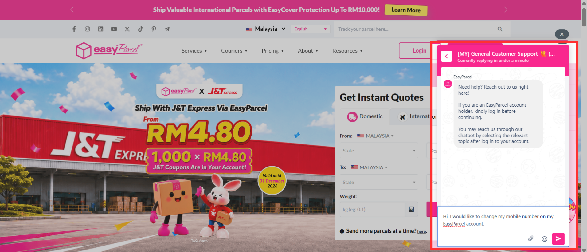 Write and send your inquiry, and a customer support agent will reach back to assist you momentarily.