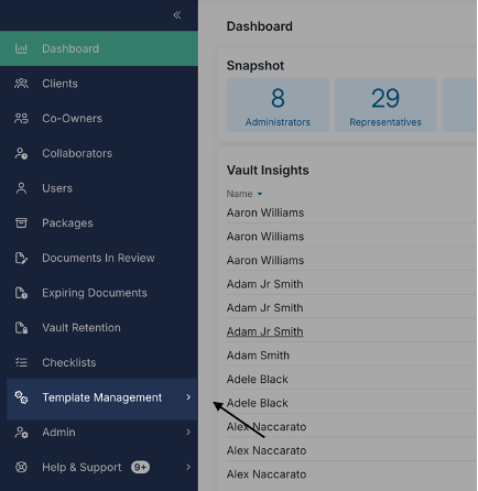 Advisor Portal, Template Management