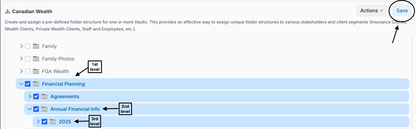 Select all applicable folders, click save