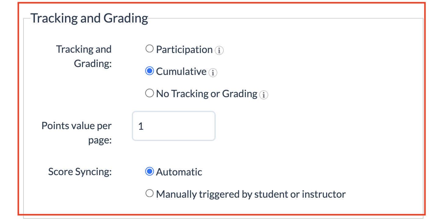 screenshot of the tracking and grading area highlighted