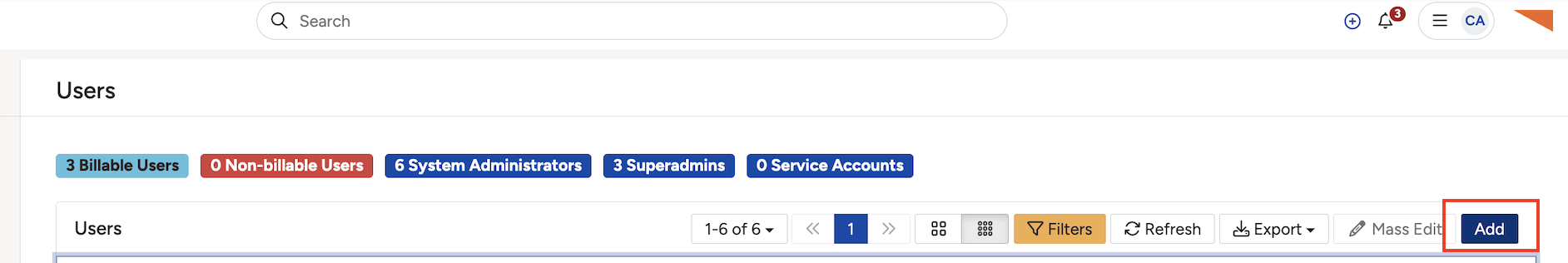 The Add User form showing fields such as first name, last name, email address, and password.