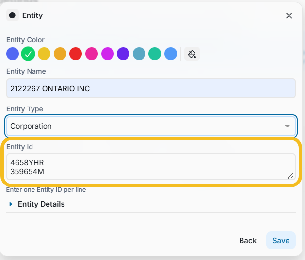 Access to Entity IDs and Reference Numbers can now be controlled through permissions configured at the Portal and individual user level.
