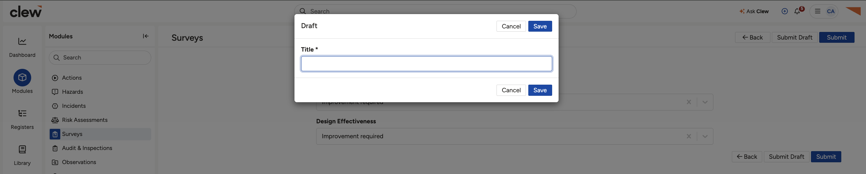 Saving a survey response as a draft