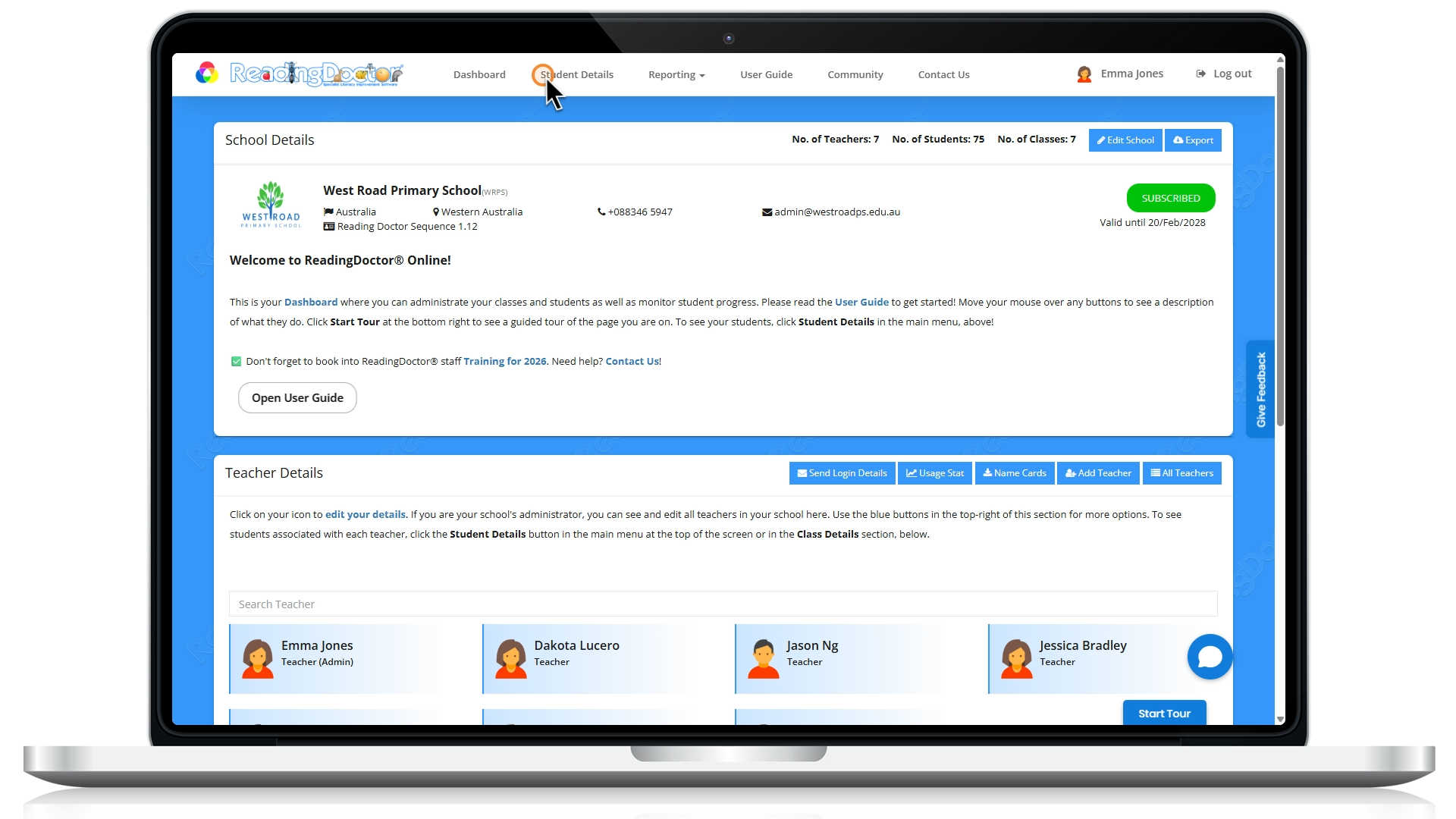 ReadingDoctor Dashboard on MacBook Pro (14)