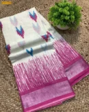Linen Digital Print Cotton Sarees