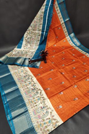 Pure Dola Silk Madhubani Printed Sarees