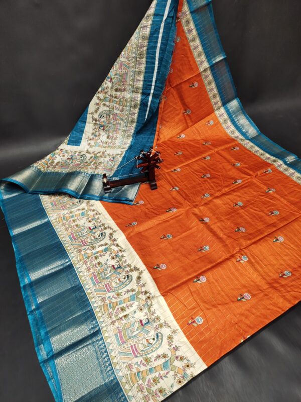 Pure Dola Silk Madhubani Printed Sarees