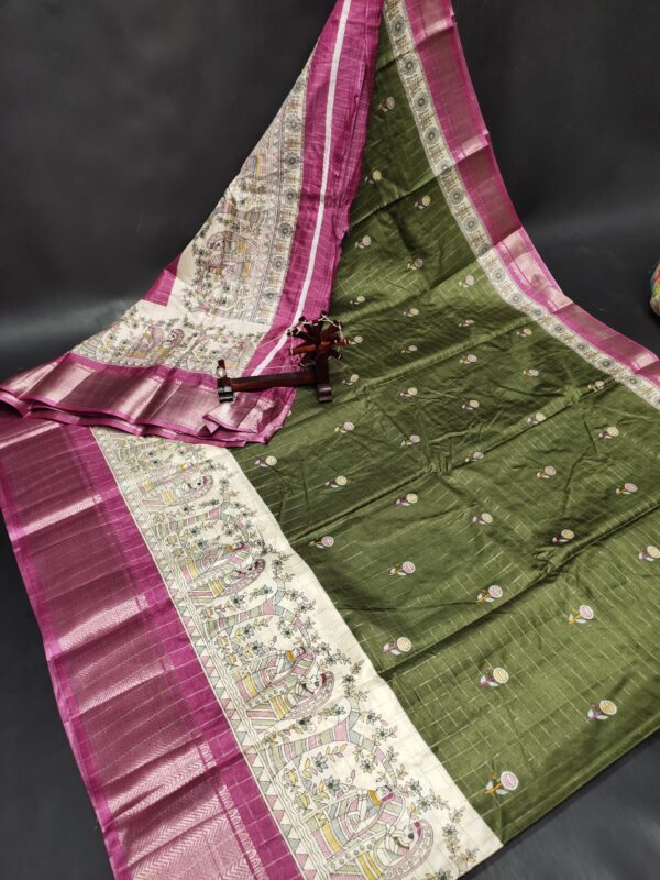 Pure Dola Silk Madhubani Printed Sarees - Image 6