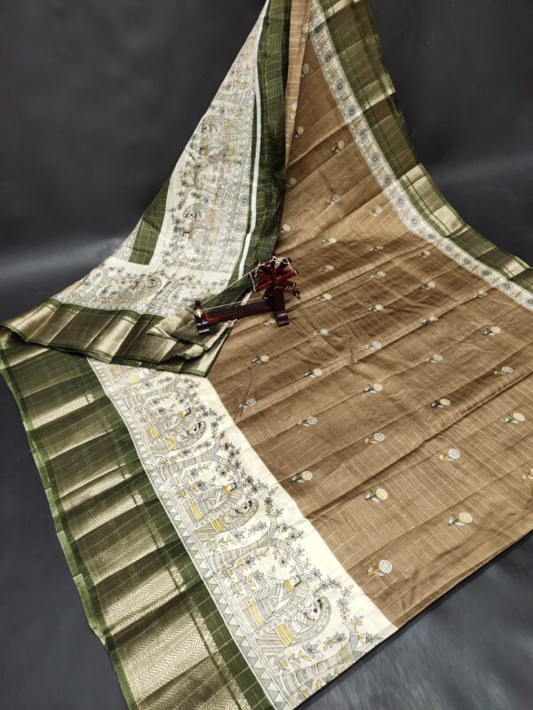Pure Dola Silk Madhubani Printed Sarees - Image 3