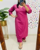 Designer Solid Color Kurti Pant Set