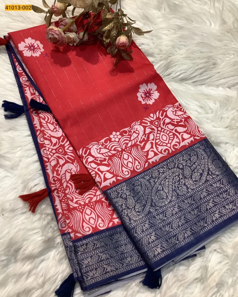 Violet Moss Crepe Silk Saree - Image 3