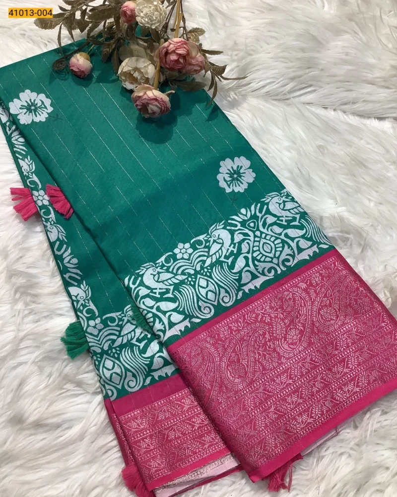Violet Moss Crepe Silk Saree - Image 6
