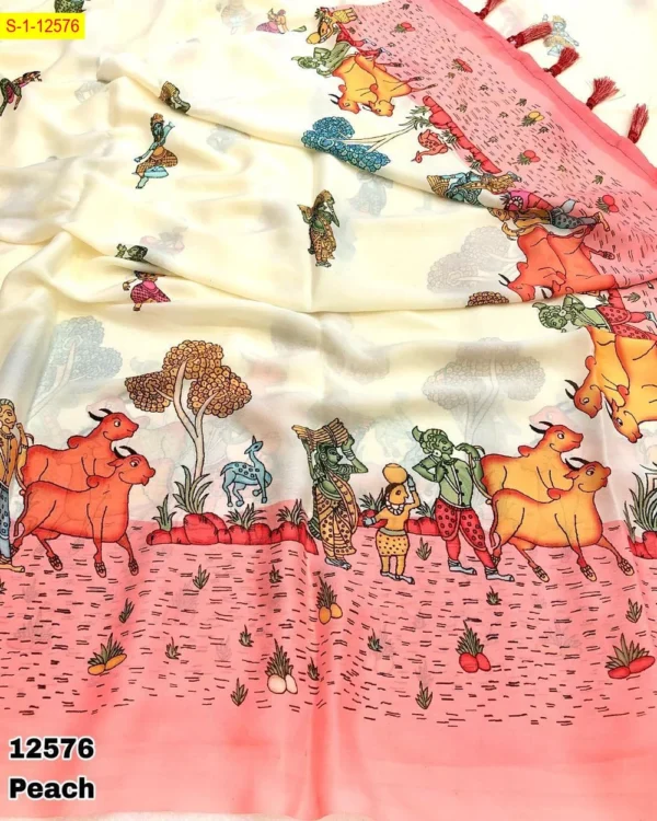 Kalamkari Digital Print Soft & Smooth Weightless Chiffon Sarees