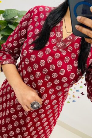 Premium Ajrak Printed Fine Cotton Kurti