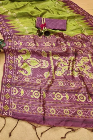Temple Printed Soft Tussar Silk Sarees