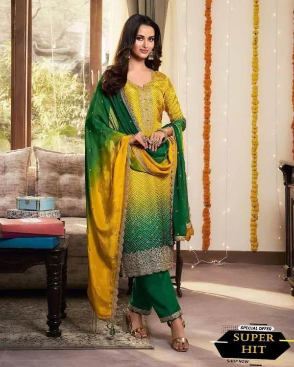 New Collection - Elegant Kurti Pant Dupatta Set - Image 4