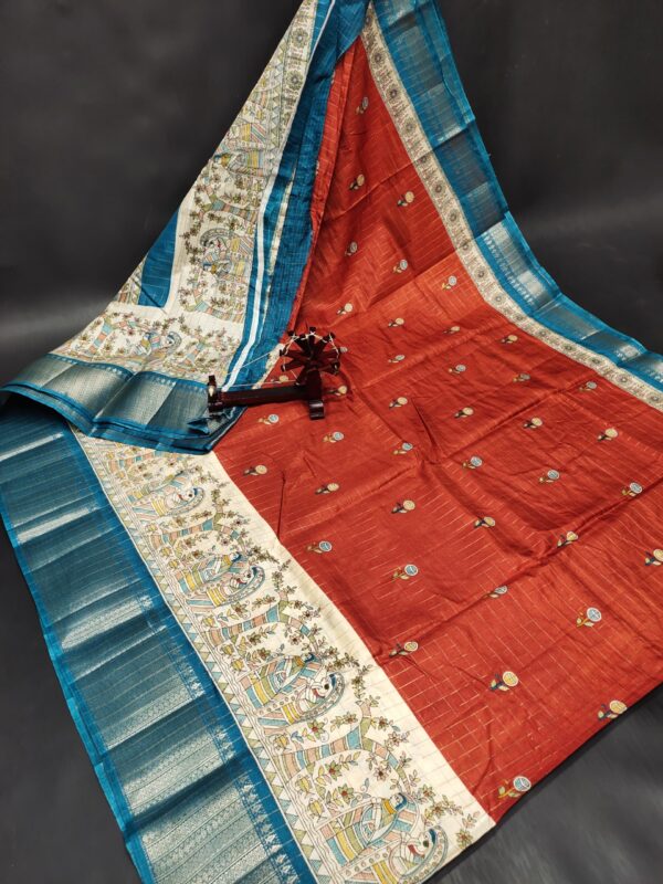 Pure Dola Silk Madhubani Printed Sarees - Image 2